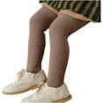 thumbnail image 1 of Spazoro Kids Girls Pantyhose, Winter Tights Solid Color Warm Elastic Button Socks and Pants for Child Girls Brown Size M, 1 of 5