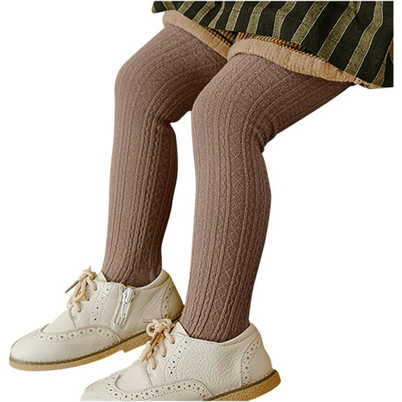Spazoro Kids Girls Pantyhose, Winter Tights Solid Color Warm Elastic Button Socks and Pants for Child Girls Brown Size M