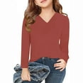 thumbnail image 1 of Spazoro Kids Girls Pullover Shirts Tee, Solid Color Long Sleeve Round Neck Spring and Summer Fashion Casual Tops for Child Girls Red Size 4 T, 1 of 5