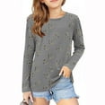 thumbnail image 1 of Spazoro Kids Girls Pullover Shirts Tee, Long Sleeve Fashion Printed Spring and Summer Round Neck Casual Tops for Child Girls Gray Size 7 T, 1 of 5