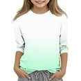 thumbnail image 1 of Spazoro Kids Girls Pullover Shirts Tee, Round Neck 3/4 Sleeve Gradient Print Fashion Spring and Summer Casual Tops for Child Girls Green Size 4-5T, 1 of 5