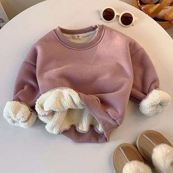 Spazoro Kids Girls Pullover Shirts Tee, Spring and Summer Round Neck Fashion Solid Color Long Sleeve Casual Tops for Child Girls Hot Pink Size 1-2T