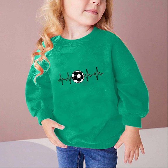 Spazoro Kids Girls Pullover Shirts Tee, Spring and Summer Solid Color Round Neck Long Sleeve Fashion Casual Tops for Child Girls Green Size 3 T