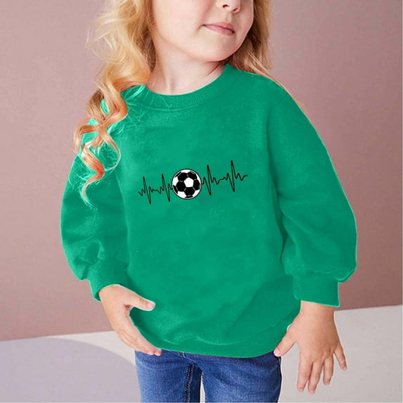 Spazoro Kids Girls Pullover Shirts Tee, Spring and Summer Solid Color Round Neck Long Sleeve Fashion Casual Tops for Child Girls Green Size 3 T