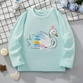 thumbnail image 1 of Spazoro Kids Girls Shirts Tee, 2025 Long Sleeve Cute Print Crew Neck Casual Loose Tops for Child Girls Blue Size 5 T, 1 of 7