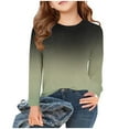 thumbnail image 1 of Spazoro Kids Girls Shirts Tee, 2025 Long Sleeve Fashion Print Crew Neck Casual Loose Tops for Child Girls Army Green Size 7 T, 1 of 5