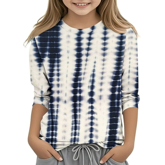 Spazoro Kids Girls Shirts Tee, 3/4 Sleeve Crew Neck 2025 Fashion Print Casual Loose Tops for Child Girls Multicolor Size 5 T