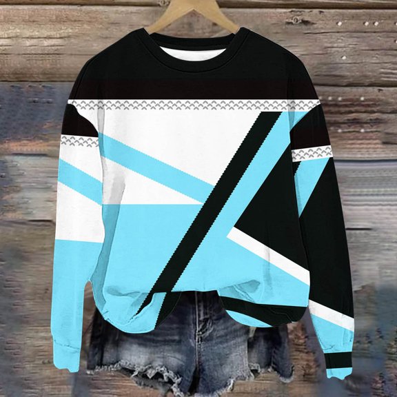 Spazoro Kids Girls Shirts Tee, Crew Neck 2025 Long Sleeve Fashion Print Casual Loose Tops for Child Girls Light Blue Size 1 T