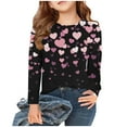 thumbnail image 1 of Spazoro Kids Girls Shirts Tee, Long Sleeve Crew Neck Valentine's Day 2025 Casual Loose Tops for Child Girls Pink Size 4-5T, 1 of 5