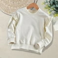 thumbnail image 1 of Spazoro Kids Girls Shirts Tee, Solid Color 2025 Long Sleeve Crew Neck Casual Loose Tops for Child Girls Beige Size 5 T, 1 of 3