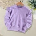 thumbnail image 1 of Spazoro Kids Girls Shirts Tee, Solid Color Crew Neck 2025 Long Sleeve Casual Loose Tops for Child Girls Purple Size 2 T, 1 of 3