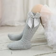 thumbnail image 1 of Spazoro Kids Girls Socks, Cotton Bow Warm Solid Color Students Socks for Girls Gray Size 2-4 T, 1 of 8
