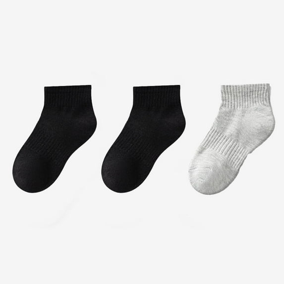 Spazoro Kids Girls Socks, Cotton Solid Color 3 Pairs Warm Students Socks for Girls Black Size 9 T
