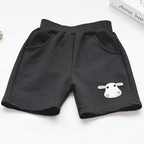 Spazoro Kids Girls Sport Shorts, Activewear Elastic Waist Printed Summer Comfortable Fit Pants for Child Girls Boys Black Size 7 T