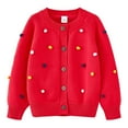 thumbnail image 1 of Spazoro Kids Girls Sweaters, Long Sleeve Button Down Cotton Fall Winter Colorful Balls Cardigan for Child Girls Red Size 5 T, 1 of 4