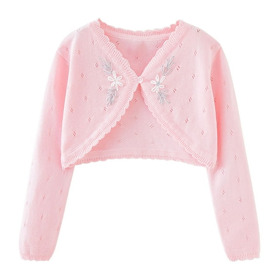 Spazoro Kids Girls Sweaters, Solid Color Fall Winter Long Sleeve Cotton Button Down Cardigan for Child Girls Pink Size 3 T