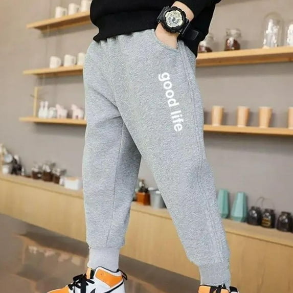 Spazoro Kids Girls Sweatpants, Casual Fall Winter Warm Cotton Printed Pants for Toddler Girls Gray Size 7 T