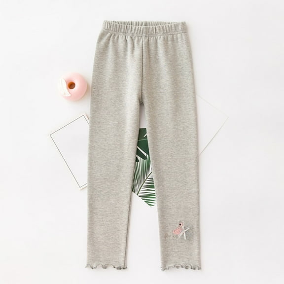 Spazoro Kids Girls Sweatpants, Cotton Fall Winter Solid Color Casual Warm Leggings for Toddler Girls Gray Size 2 T
