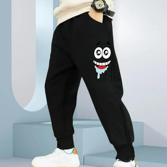 Spazoro Kids Girls Sweatpants, Fall Winter Solid Color Cotton Casual Warm Pants for Toddler Girls Black Size 8 T