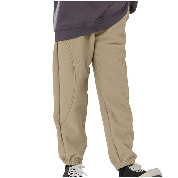 Spazoro Kids Girls Sweatpants, Loose Warm Fall Winter Casual Solid Color Pants for Toddler Girls Khaki Size 3 T