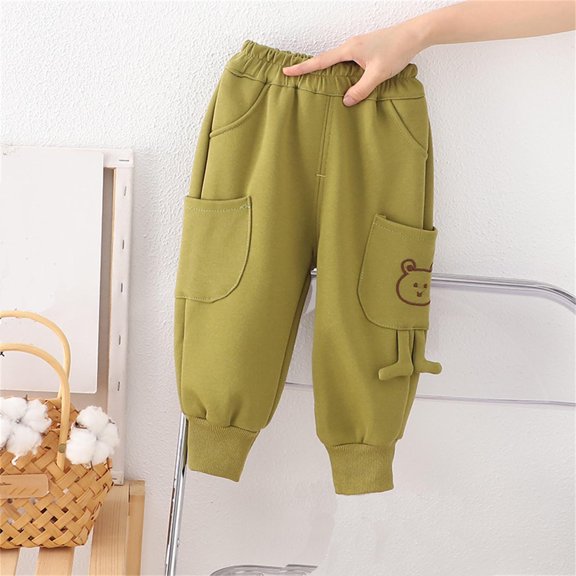 Spazoro Kids Girls Sweatpants, Printed Loose Casual Warm Fall Winter Pants for Toddler Girls Green Size 3 T