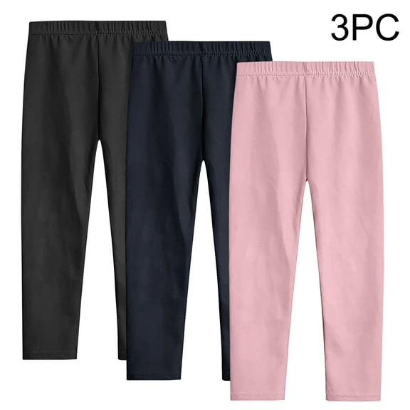 Spazoro Kids Girls Sweatpants, Solid Color Fall Winter Warm Casual Skinny Leggings for Toddler Girls Pink Size 3 T