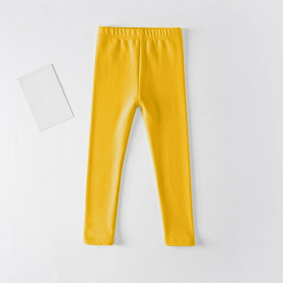 Spazoro Kids Girls Sweatpants, Solid Color Skinny Warm Fall Winter Casual Leggings for Toddler Girls Yellow Size 9 T