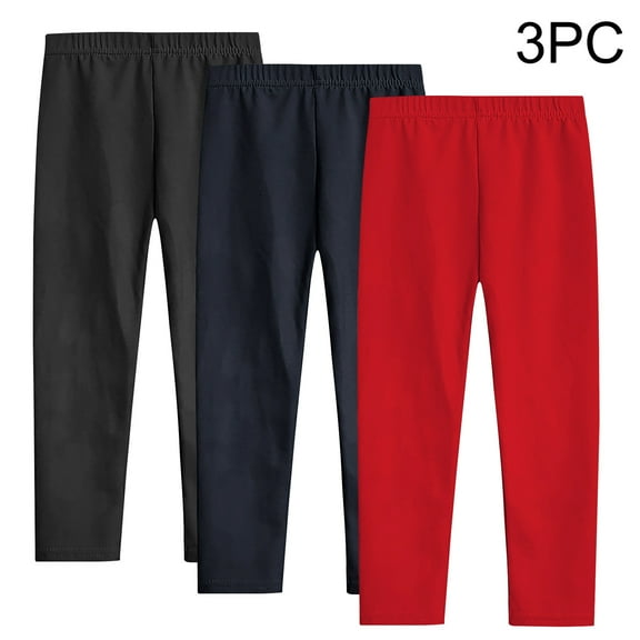 Spazoro Kids Girls Sweatpants, Warm Casual Skinny Solid Color Fall Winter Leggings for Toddler Girls Red Size 11 T