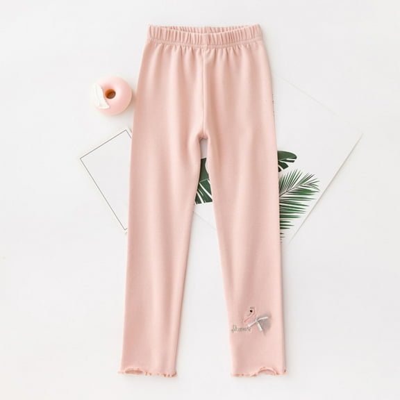 Spazoro Kids Girls Sweatpants, Warm Fall Winter Cotton Solid Color Casual Leggings for Toddler Girls Pink Size 2 T