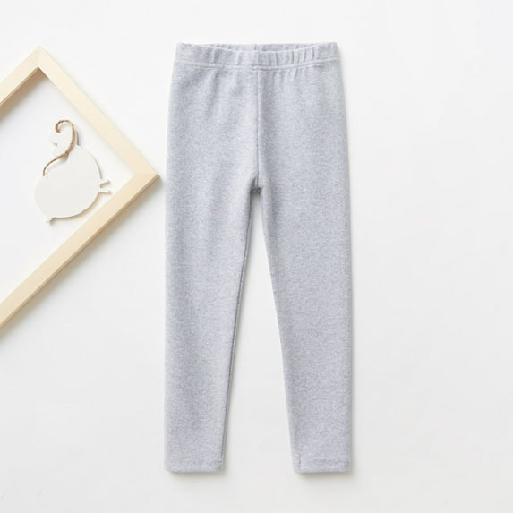 Spazoro Kids Girls Sweatpants, Warm Solid Color Fall Winter Casual Cotton Leggings for Toddler Girls Gray Size 12 T