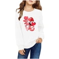 thumbnail image 1 of Spazoro Kids Girls Sweatshirts, Crew Neck Long Sleeve Valentine's Day Heart Print Casual Blouses Tops for Child Girls White Size 2 T, 1 of 3