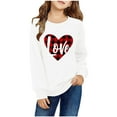 thumbnail image 1 of Spazoro Kids Girls Sweatshirts, Crew Neck Valentine's Day Heart Print Long Sleeve Casual Blouses Tops for Child Girls White Size 3 T, 1 of 4