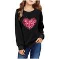 thumbnail image 1 of Spazoro Kids Girls Sweatshirts, Heart Print Crew Neck Valentine's Day Long Sleeve Casual Blouses Tops for Child Girls Black Size 9 T, 1 of 4