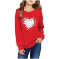 thumbnail image 1 of Spazoro Kids Girls Sweatshirts, Heart Print Valentine's Day Crew Neck Long Sleeve Casual Blouses Tops for Child Girls Red Size 7 T, 1 of 4