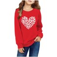 thumbnail image 1 of Spazoro Kids Girls Sweatshirts, Long Sleeve Valentine's Day Crew Neck Heart Print Casual Blouses Tops for Child Girls Red Size 7 T, 1 of 3