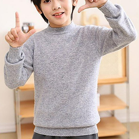 Spazoro Kids Girls Sweatshirts Tee, Crew Neck Long Sleeve Comfortable Solid Color Warm Tops Sweater for Girls Gray Size 4-5T