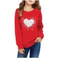 thumbnail image 1 of Spazoro Kids Girls Sweatshirts, Valentine's Day Crew Neck Heart Print Long Sleeve Casual Blouses Tops for Child Girls Red Size 5 T, 1 of 4