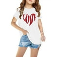 thumbnail image 1 of Spazoro Kids Girls T-Shirts Tee, Short Sleeve Summer Love Printed Crew Neck Basic Casual Tops for Child Girls White Size 9 T, 1 of 4