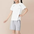 thumbnail image 1 of Spazoro Little & Big Girls Activewear Outfit Sets, Crew Neck 2-Pieces Summer Solid Color Short Sleeve Shirt and Shorts Sets White Size 2 T, 1 of 3