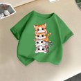 thumbnail image 1 of Spazoro Little & Big Girls Boys T-Shirts Tees, Casual Short Sleeve Graphic Crew Neck Breathable Summer Tops for Kids Unisex Green Size 10 T, 1 of 3