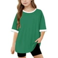 thumbnail image 1 of Spazoro Little & Big Girls Boys T-Shirts Tees, Crew Neck Short Sleeve Solid Casual Breathable Summer Tops for Kids Unisex Green Size 6 T, 1 of 8