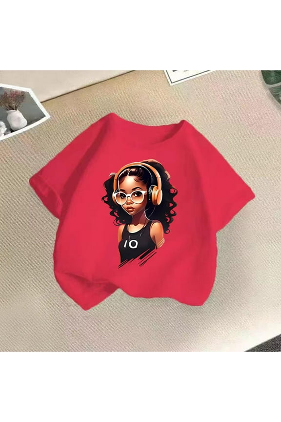 Little & Big Girls Boys T-Shirts Tees, Graphic Short Sleeve Crew Neck Casual Breathable Summer Tops for Kids Unisex Hot Pink Size 6 T