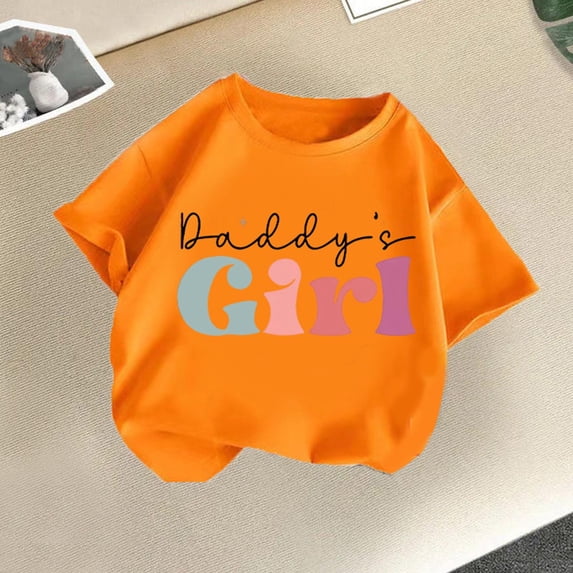Spazoro Little & Big Girls Boys T-Shirts Tees, Short Sleeve Casual Graphic Crew Neck Breathable Summer Tops for Kids Unisex Orange Size 10 T