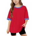 thumbnail image 1 of Spazoro Little & Big Girls Boys T-Shirts Tees, Short Sleeve Crew Neck Solid Casual Breathable Summer Tops for Kids Unisex Red Size 10 T, 1 of 8
