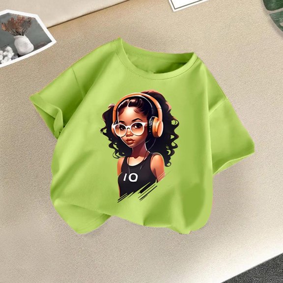 Spazoro Little & Big Girls Boys T-Shirts Tees, Short Sleeve Graphic Crew Neck Casual Breathable Summer Tops for Kids Unisex Mint Green Size 2 T