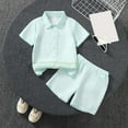 thumbnail image 1 of Spazoro Little & Big Girls Cute Outfit Sets, Cotton Solid Color 2-Pieces Summer Short Sleeve Shirt and Shorts Sets Mint Green Size 6 T, 1 of 5