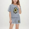 thumbnail image 1 of Spazoro Little & Big Girls Cute Outfit Sets, Summer 2-Pieces Graphic Print Crew Neck Short Sleeve Shirt and Shorts Sets Gray Size 5 T, 1 of 8