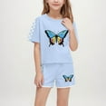 thumbnail image 1 of Spazoro Little & Big Girls Cute Outfit Sets, Summer 2-Pieces Graphic Print Crew Neck Short Sleeve Shirt and Shorts Sets Sky Blue Size 9 T, 1 of 8