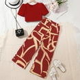 thumbnail image 1 of Spazoro Little & Big Girls Leisure Outfit Sets, 2-Pieces Printed Summer Cotton Short Sleeve Shirt and Pants Sets Red Size 8 T, 1 of 5