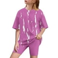 thumbnail image 1 of Spazoro Little & Big Girls Leisure Outfit Sets, Striped Crew Neck 2-Pieces Summer Short Sleeve Shirt and Shorts Sets Hot Pink Size 6 T, 1 of 8